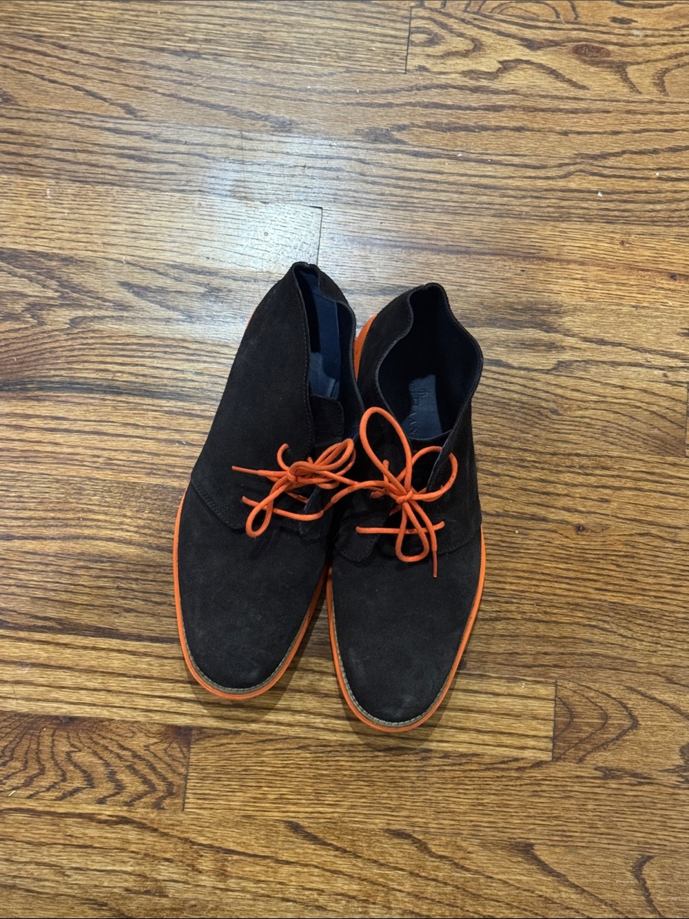 Cole Haan Brown Suede Chukka Boots with Orange Trim and Laces Size 10 Mens